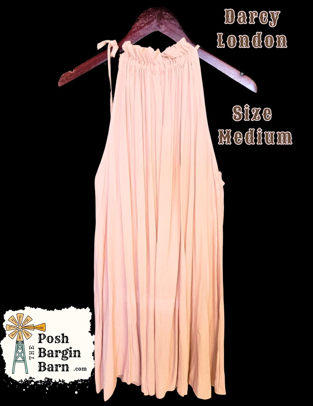 NEW Darcy London Medium Halter Tent Dress Blush Pink Bow Tie @ Neck Med thru XL